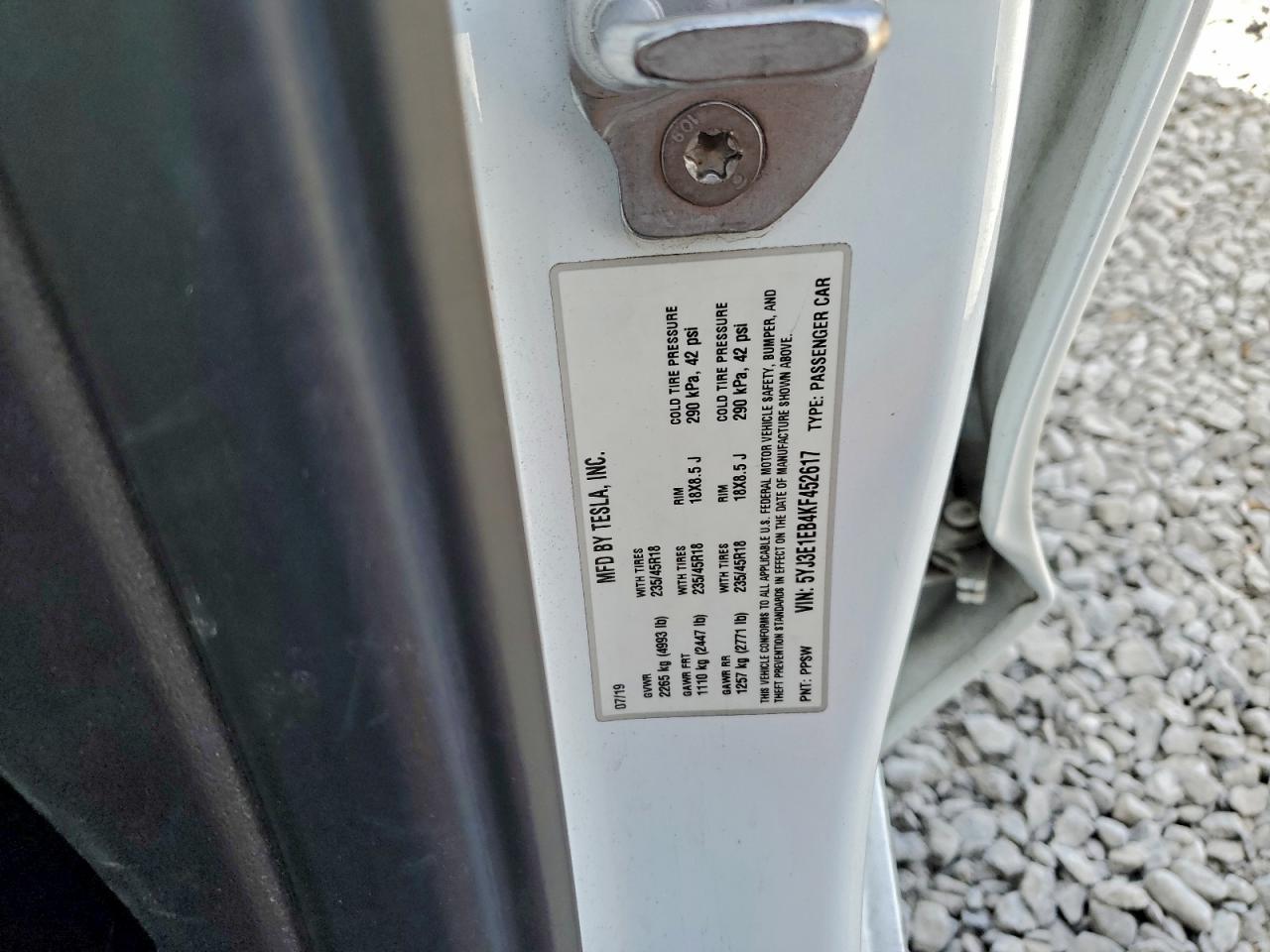 2019 TESLA MODEL 3