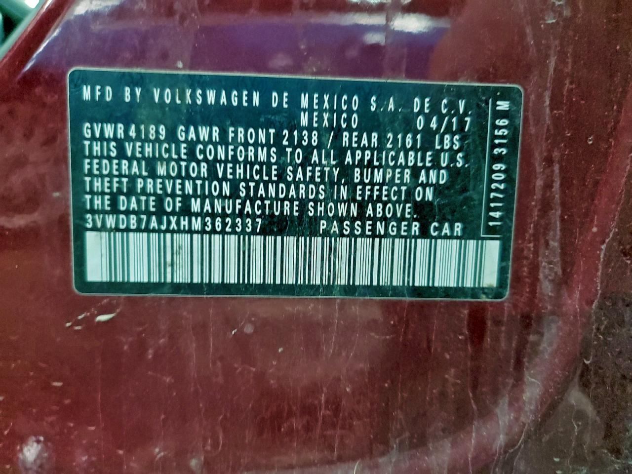 2017 VOLKSWAGEN JETTA