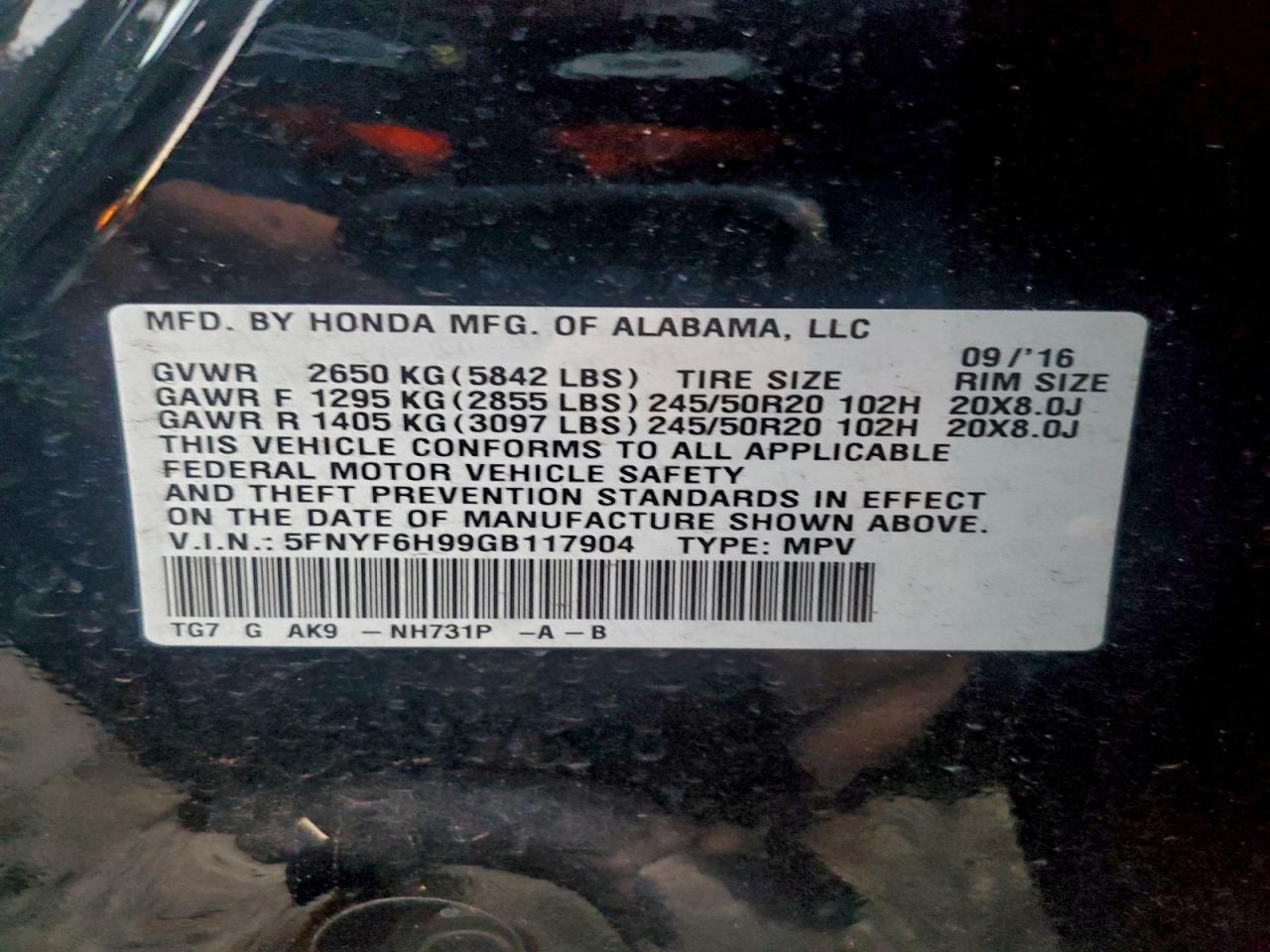 2016 HONDA PILOT