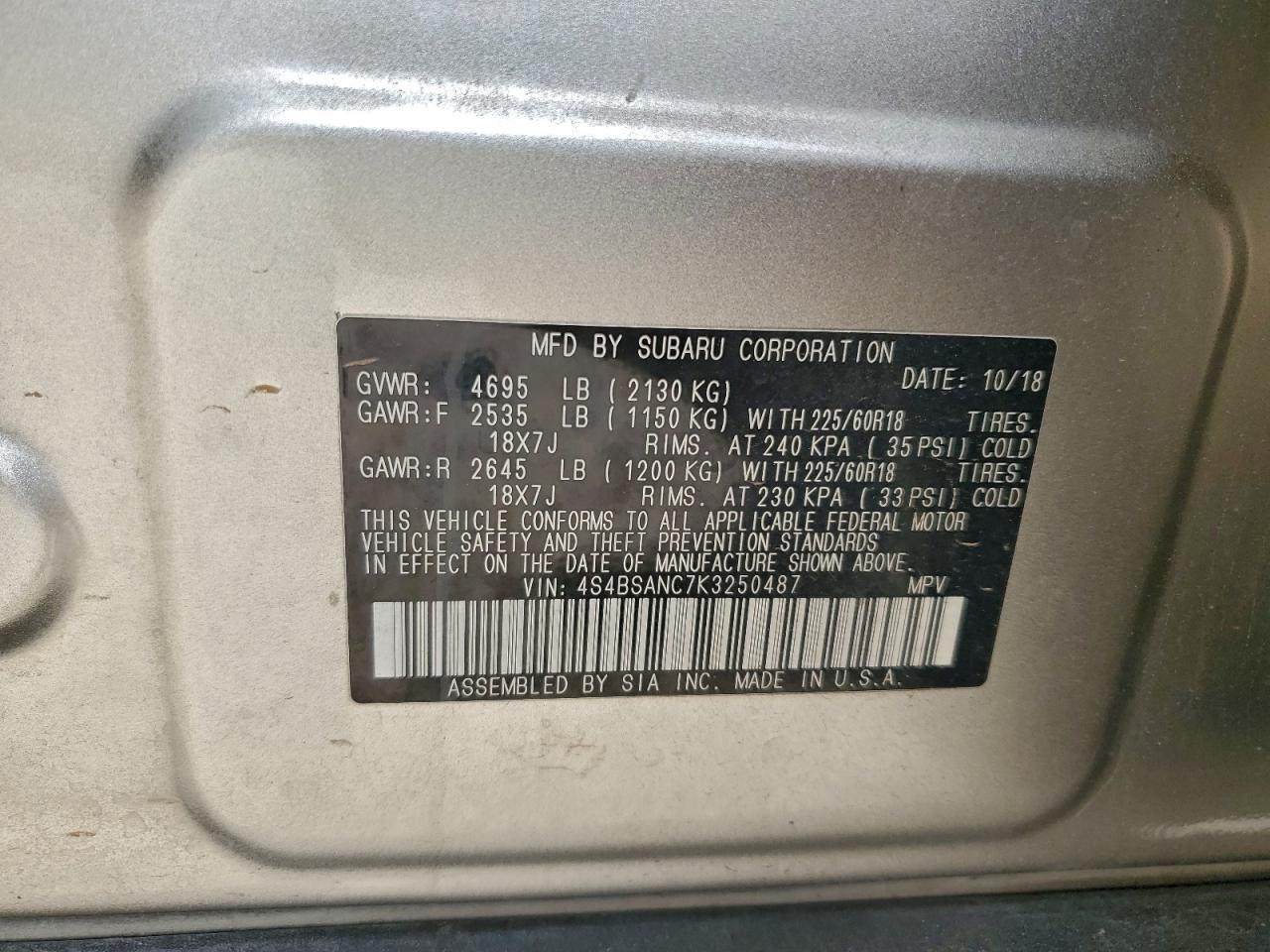 2019 SUBARU Outback