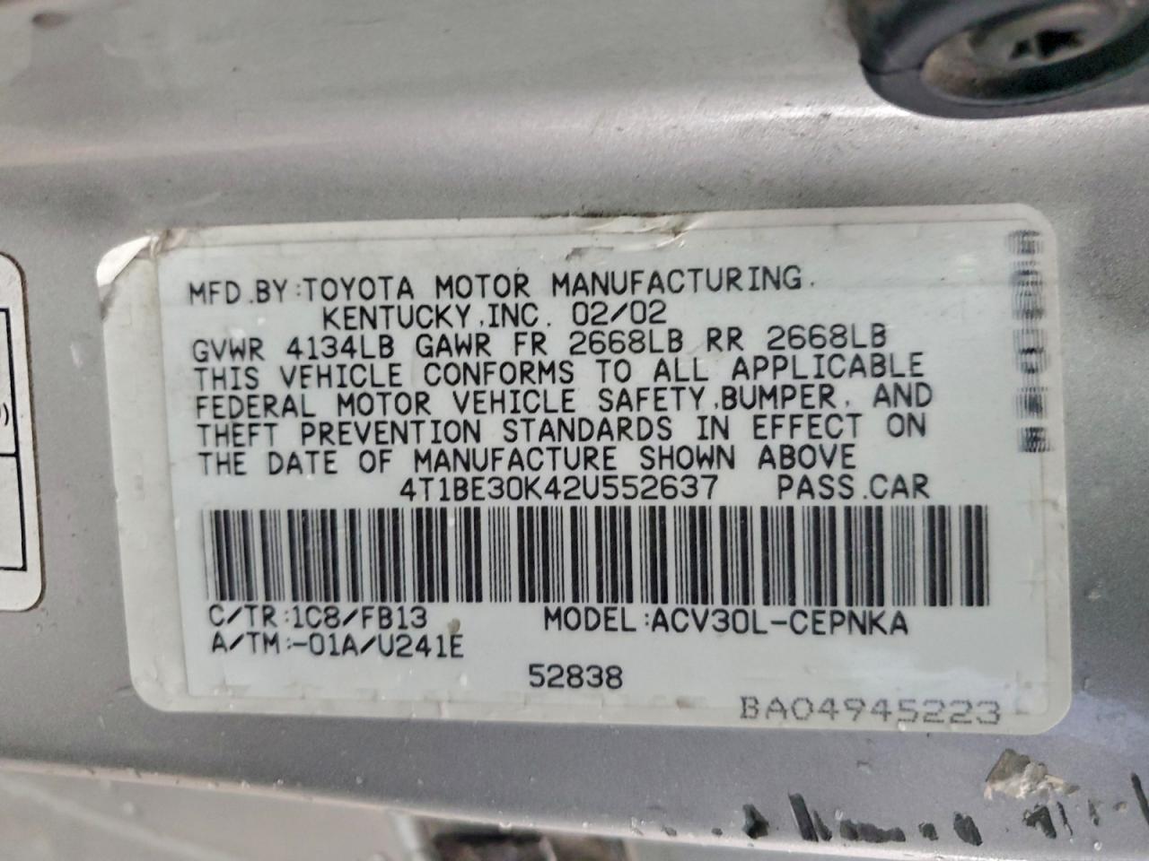 2002 TOYOTA CAMRY