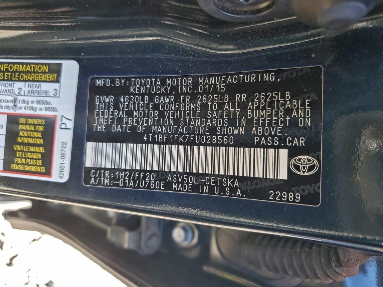 2015 TOYOTA CAMRY