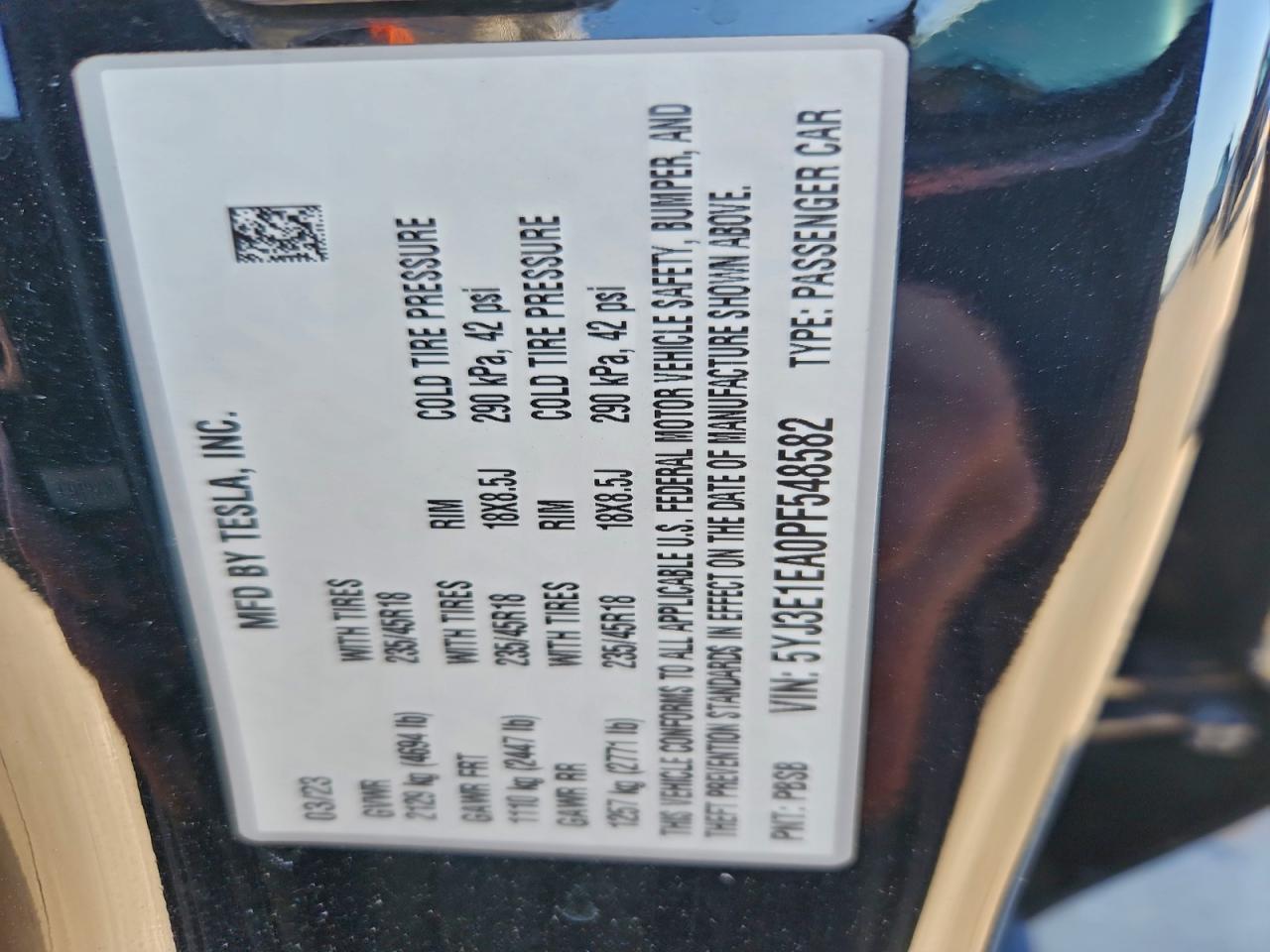 2023 TESLA MODEL 3