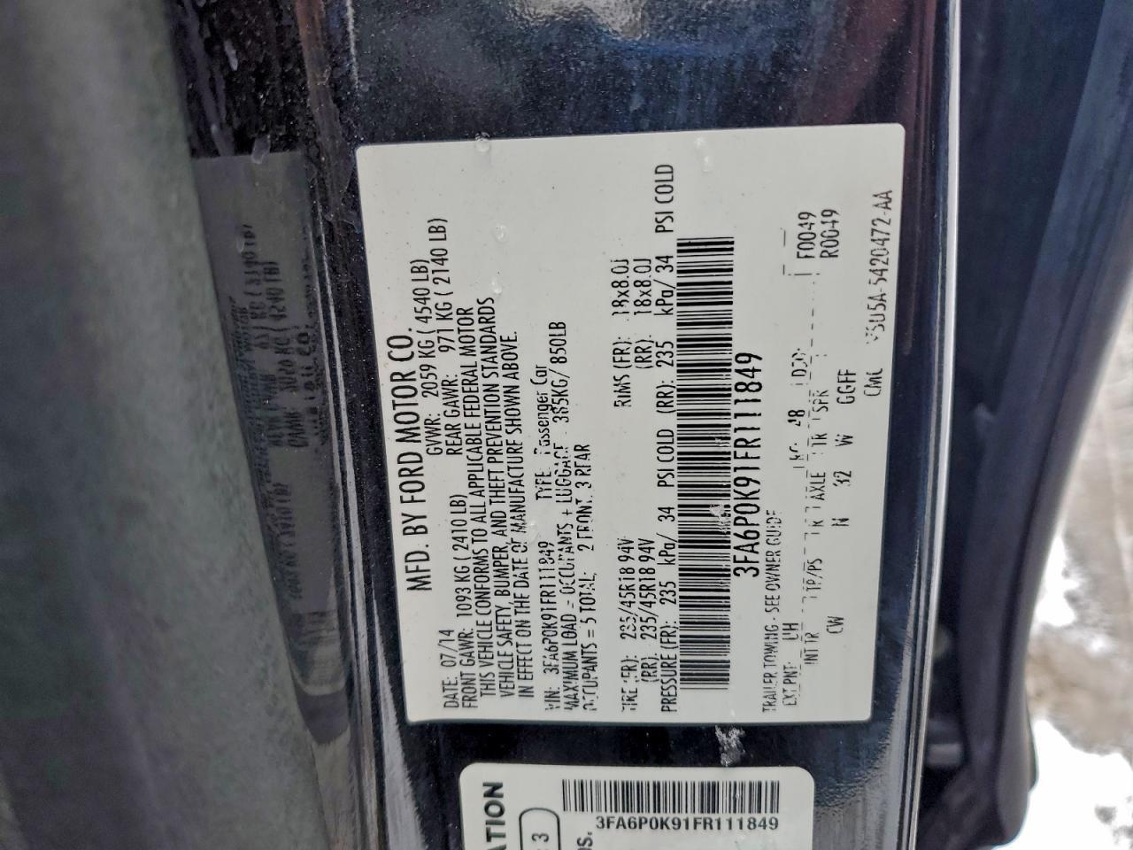 2015 FORD FUSION