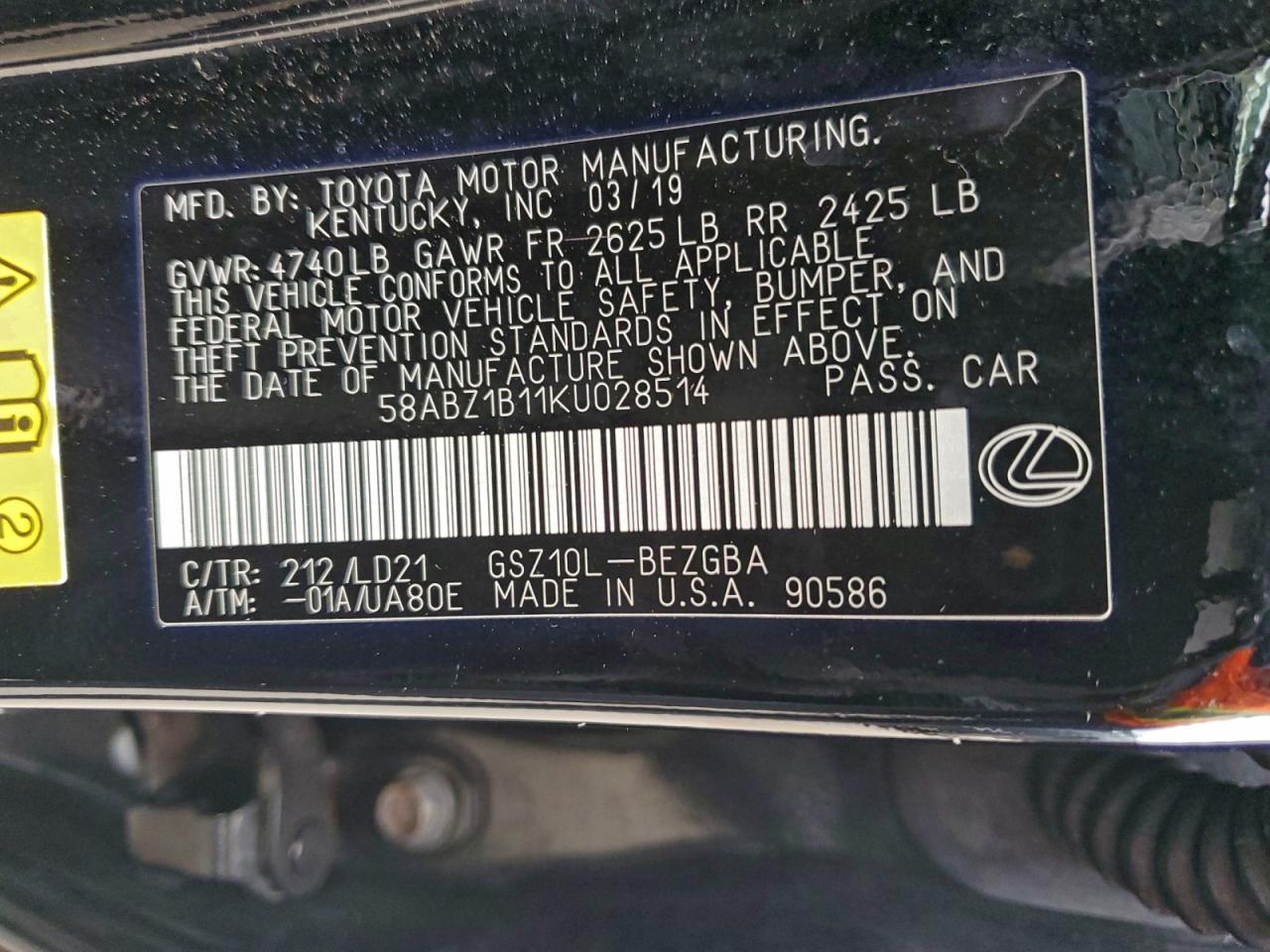 2019 LEXUS ES 350