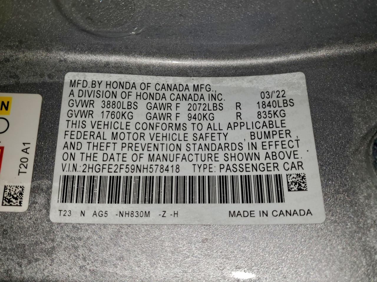 2022 HONDA CIVIC