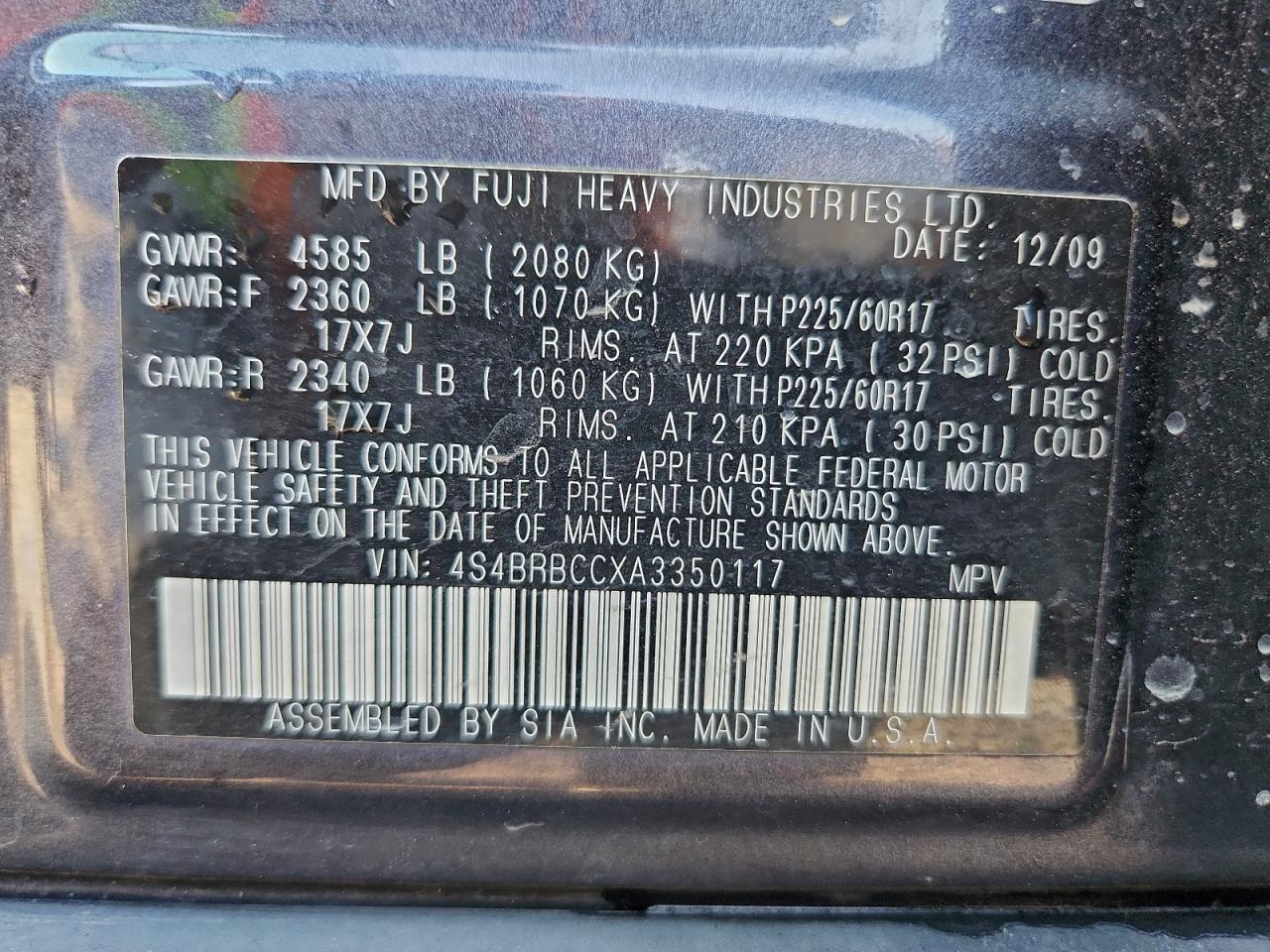 2010 SUBARU Outback