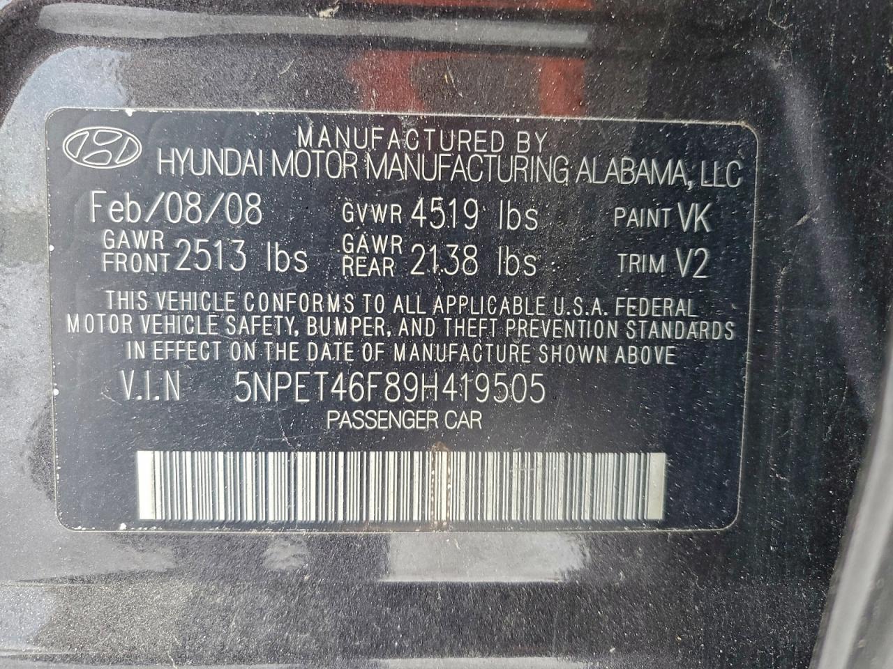 2009 HYUNDAI SONATA