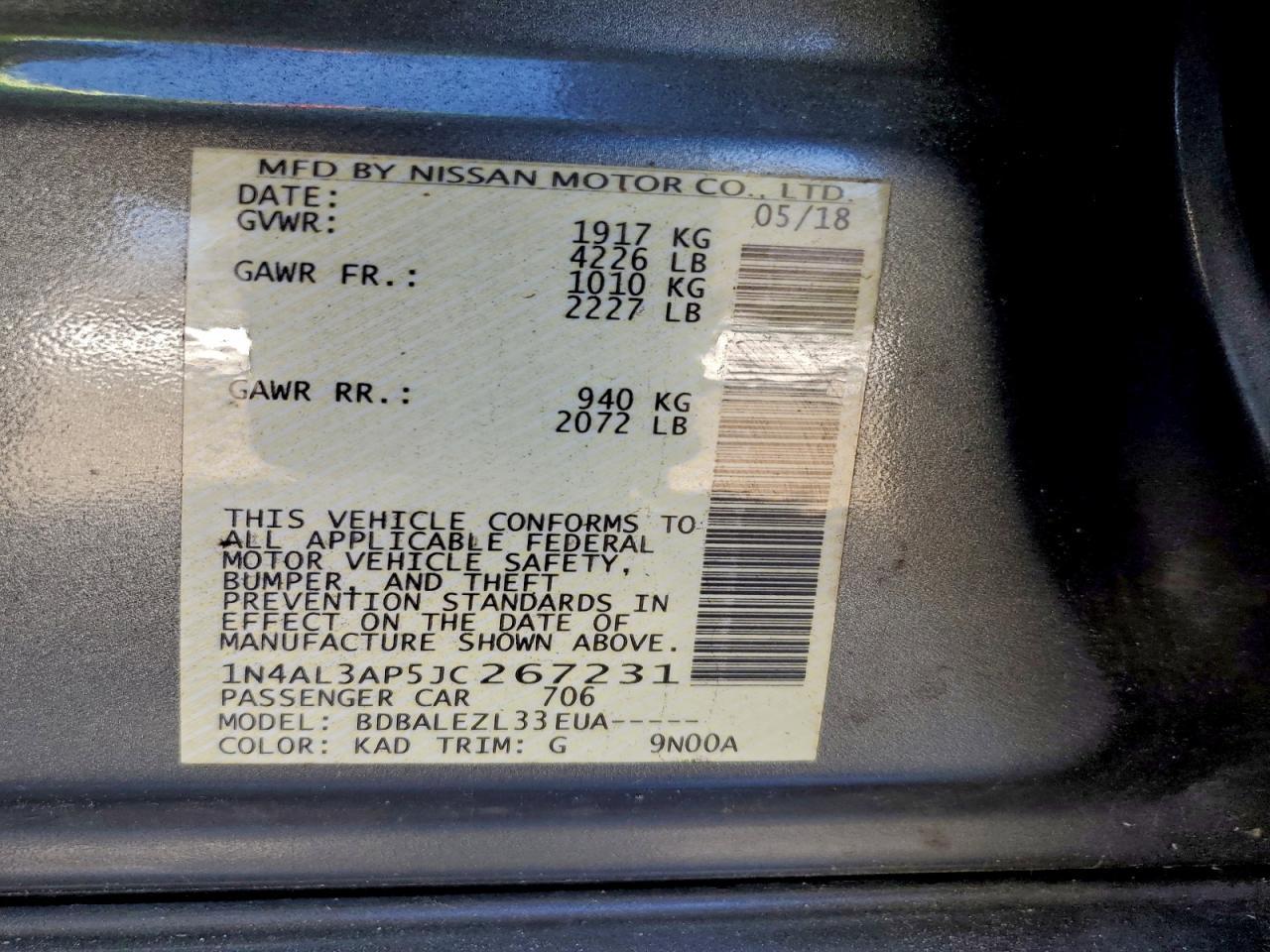 2018 NISSAN ALTIMA