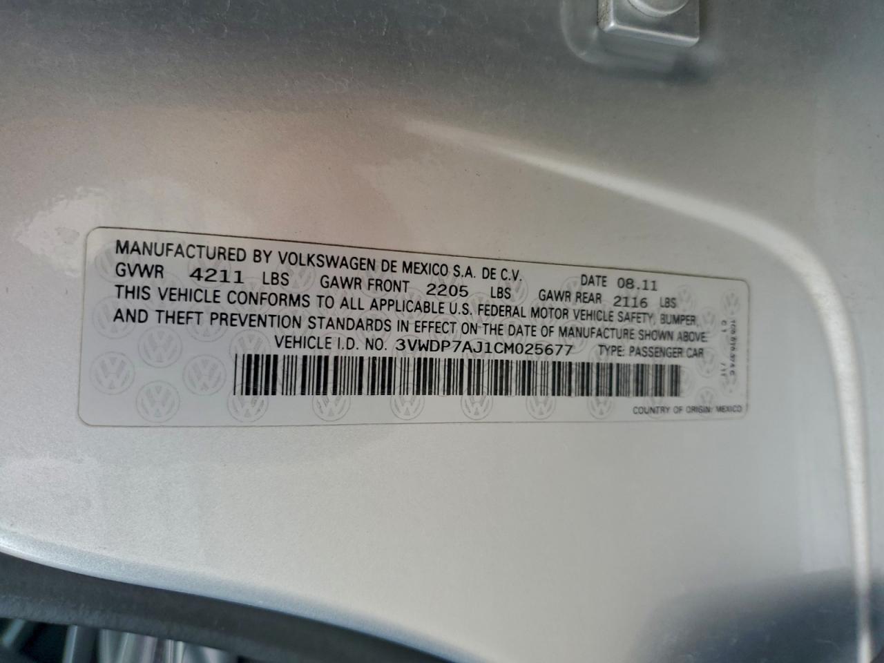 2012 VOLKSWAGEN JETTA