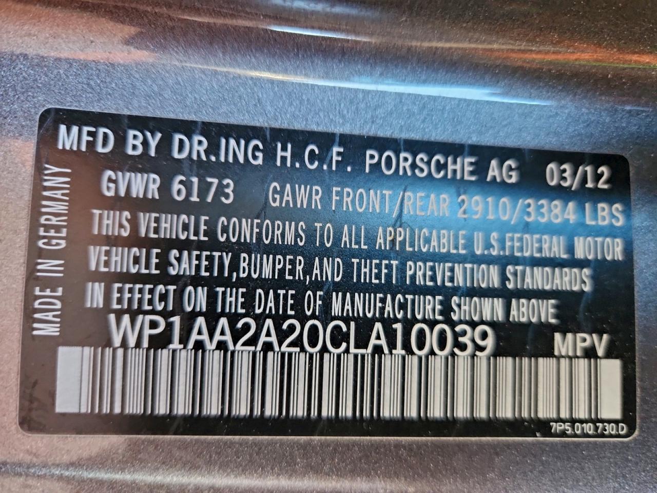 2012 PORSCHE CAYENNE