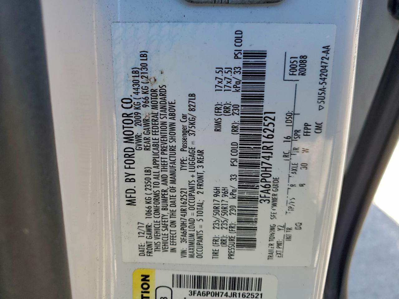 2018 FORD FUSION