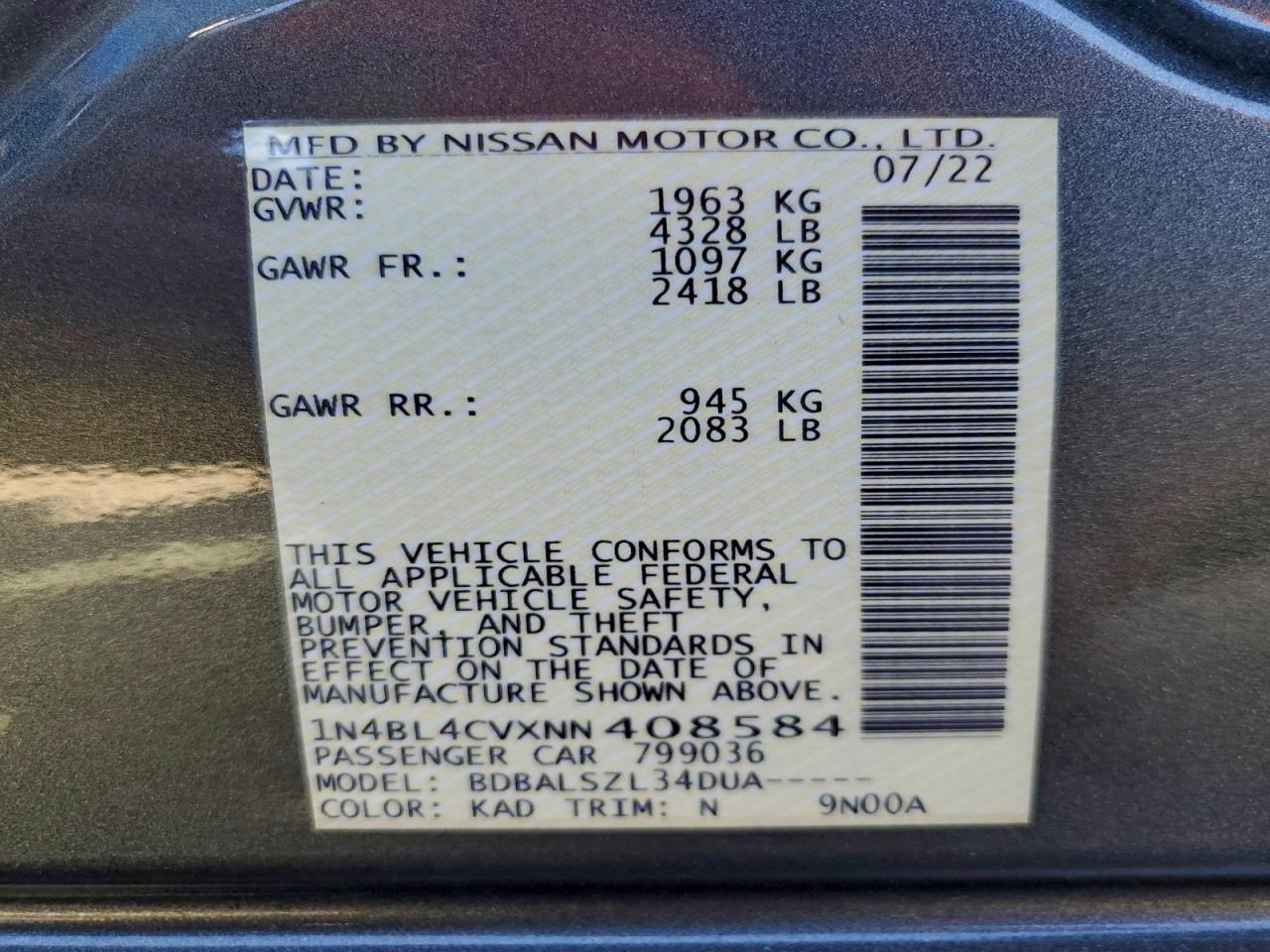 2022 NISSAN ALTIMA