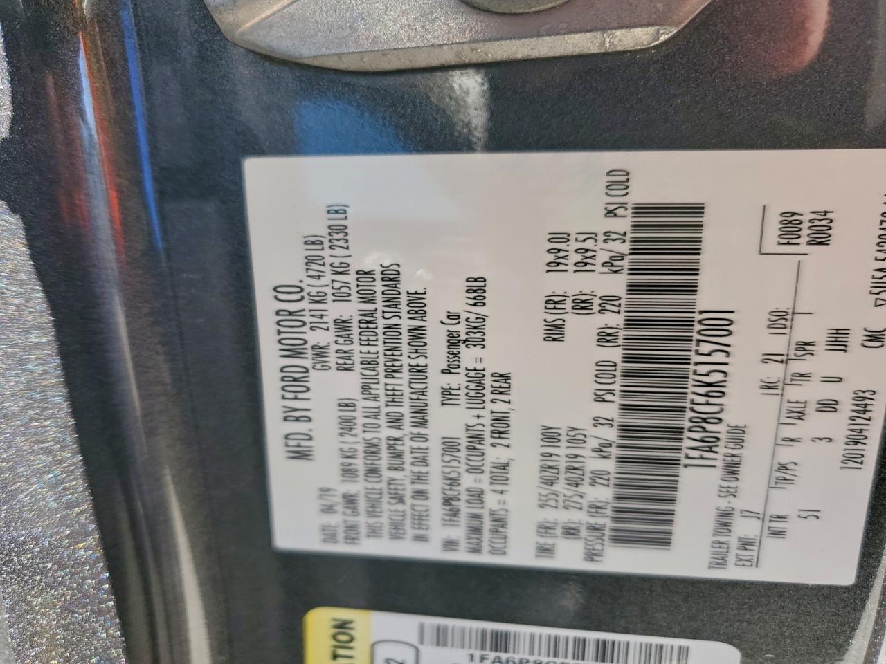 2019 FORD MUSTANG