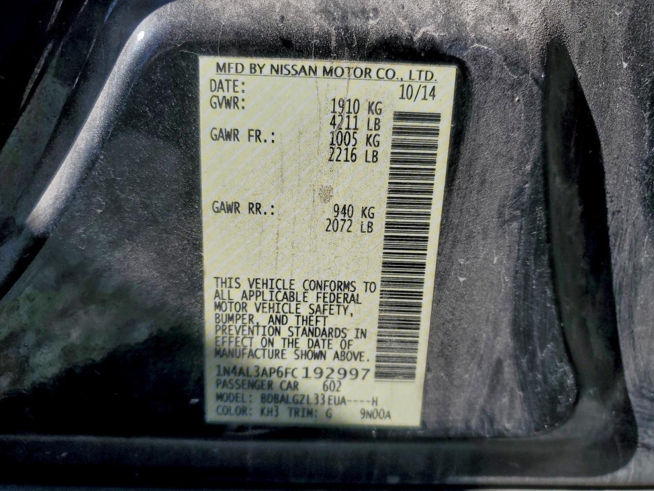 2015 NISSAN ALTIMA