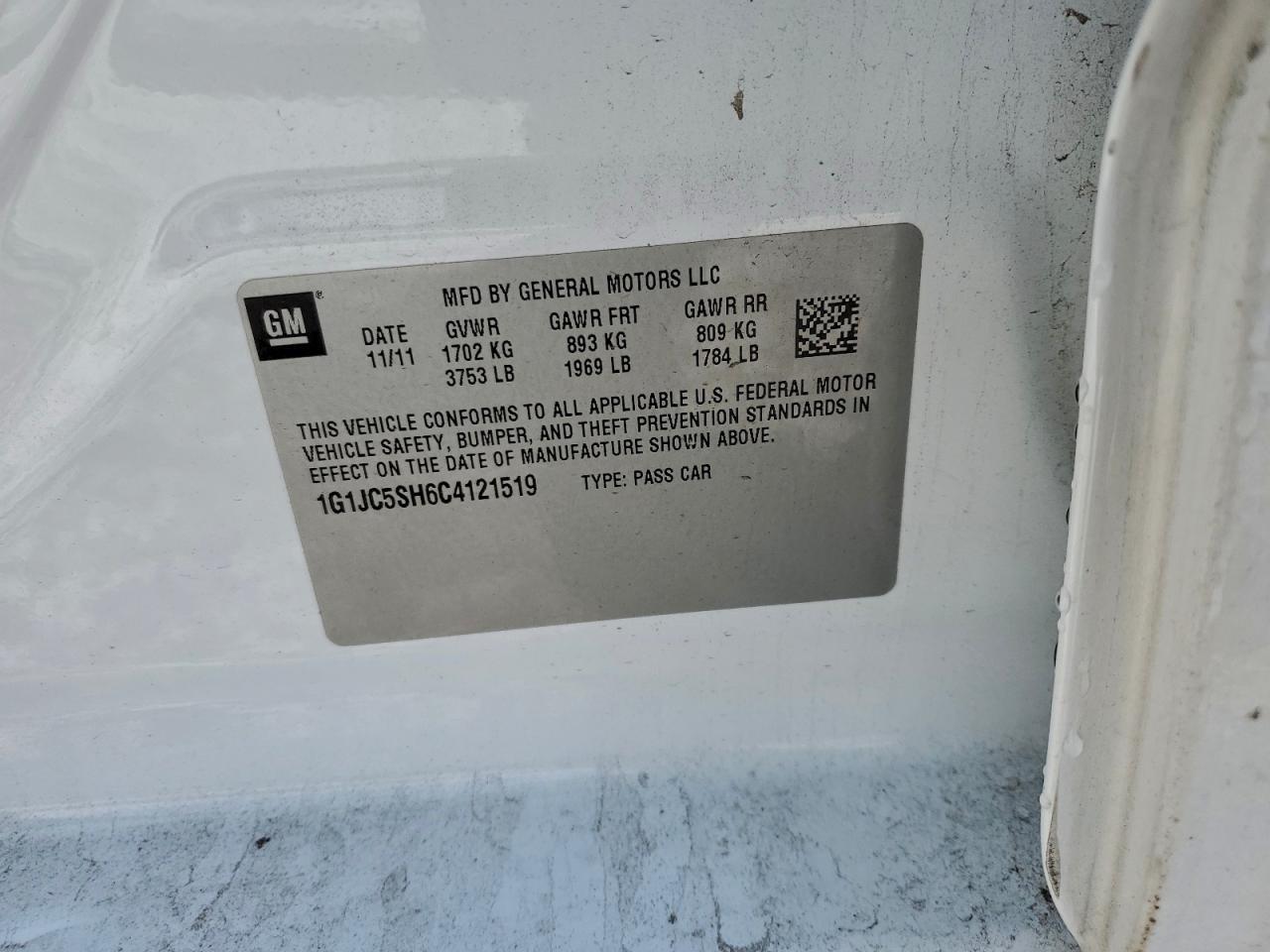 2012 CHEVROLET SONIC