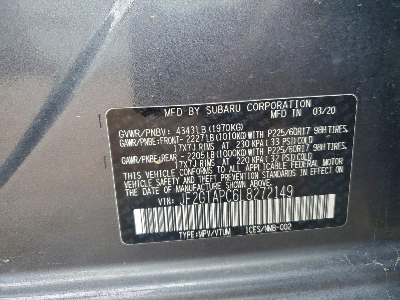2020 SUBARU Crosstrek