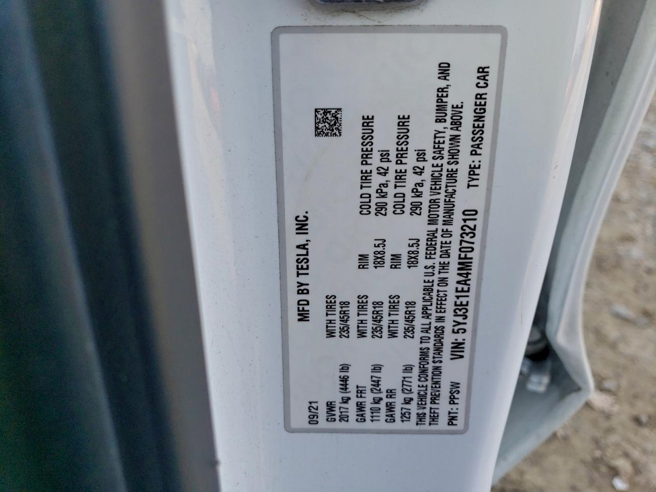 2021 TESLA MODEL 3