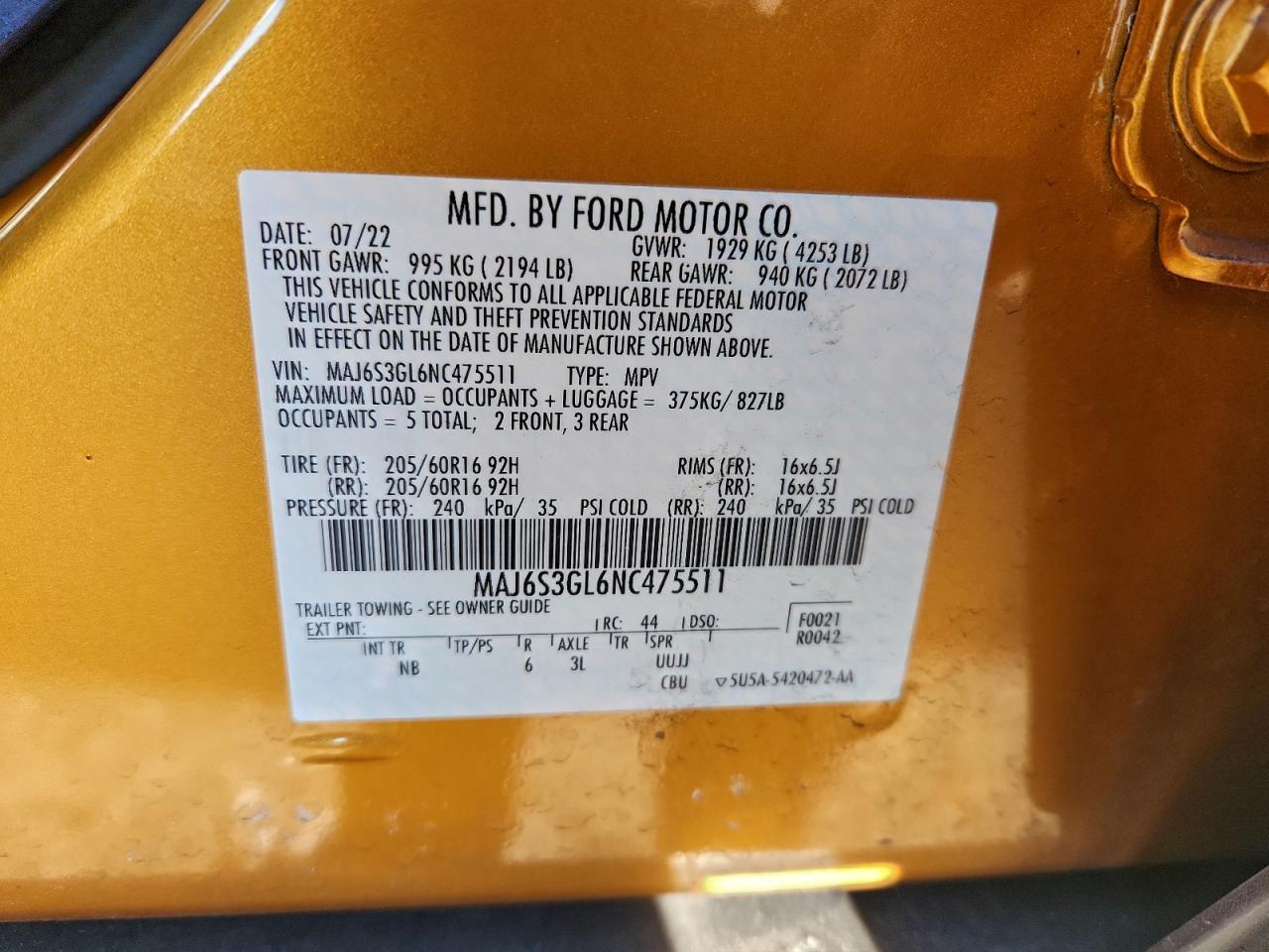 2022 FORD EcoSport