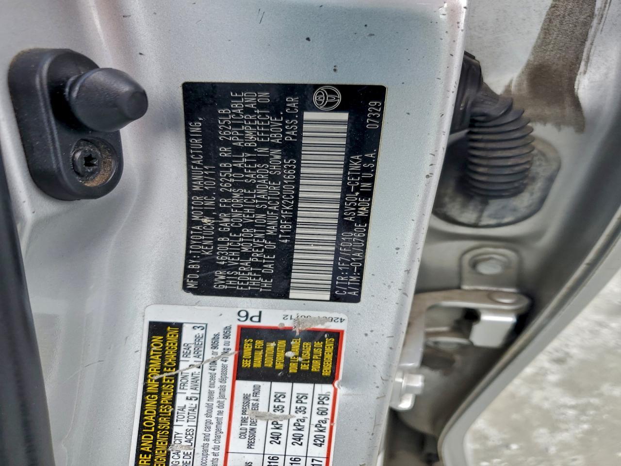 2012 TOYOTA CAMRY
