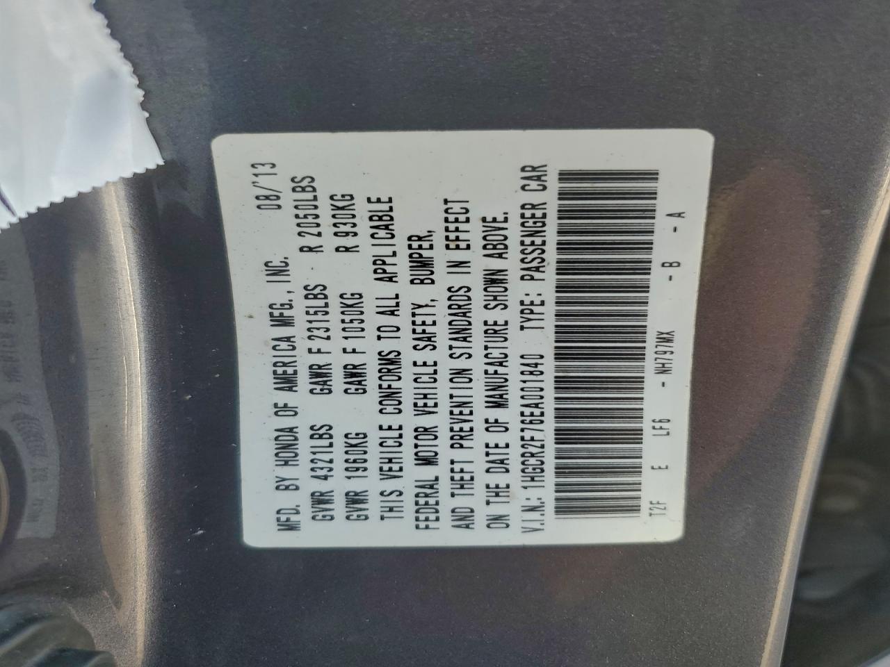 2014 HONDA ACCORD