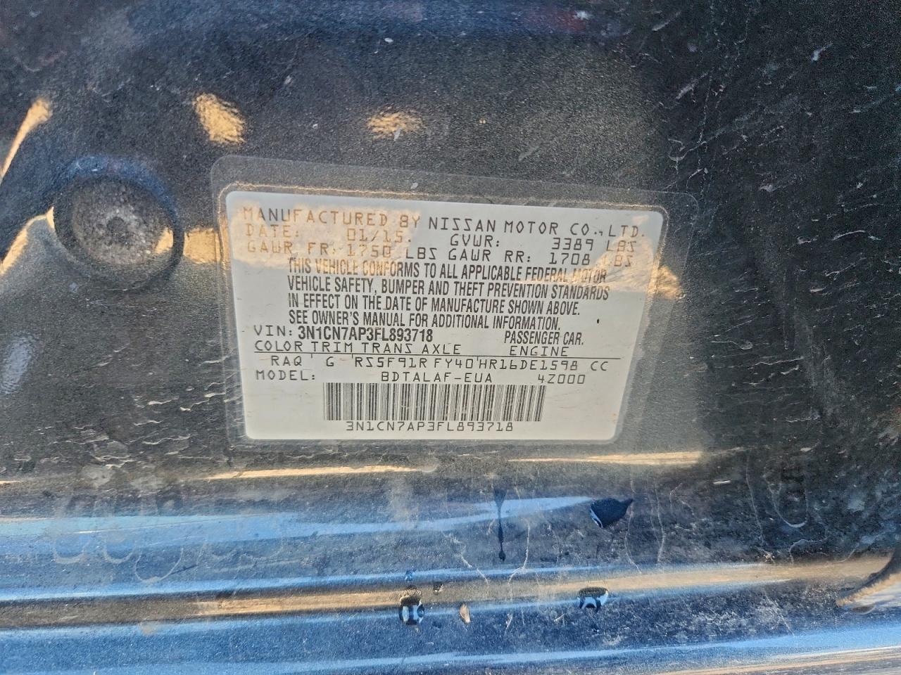 2015 NISSAN VERSA