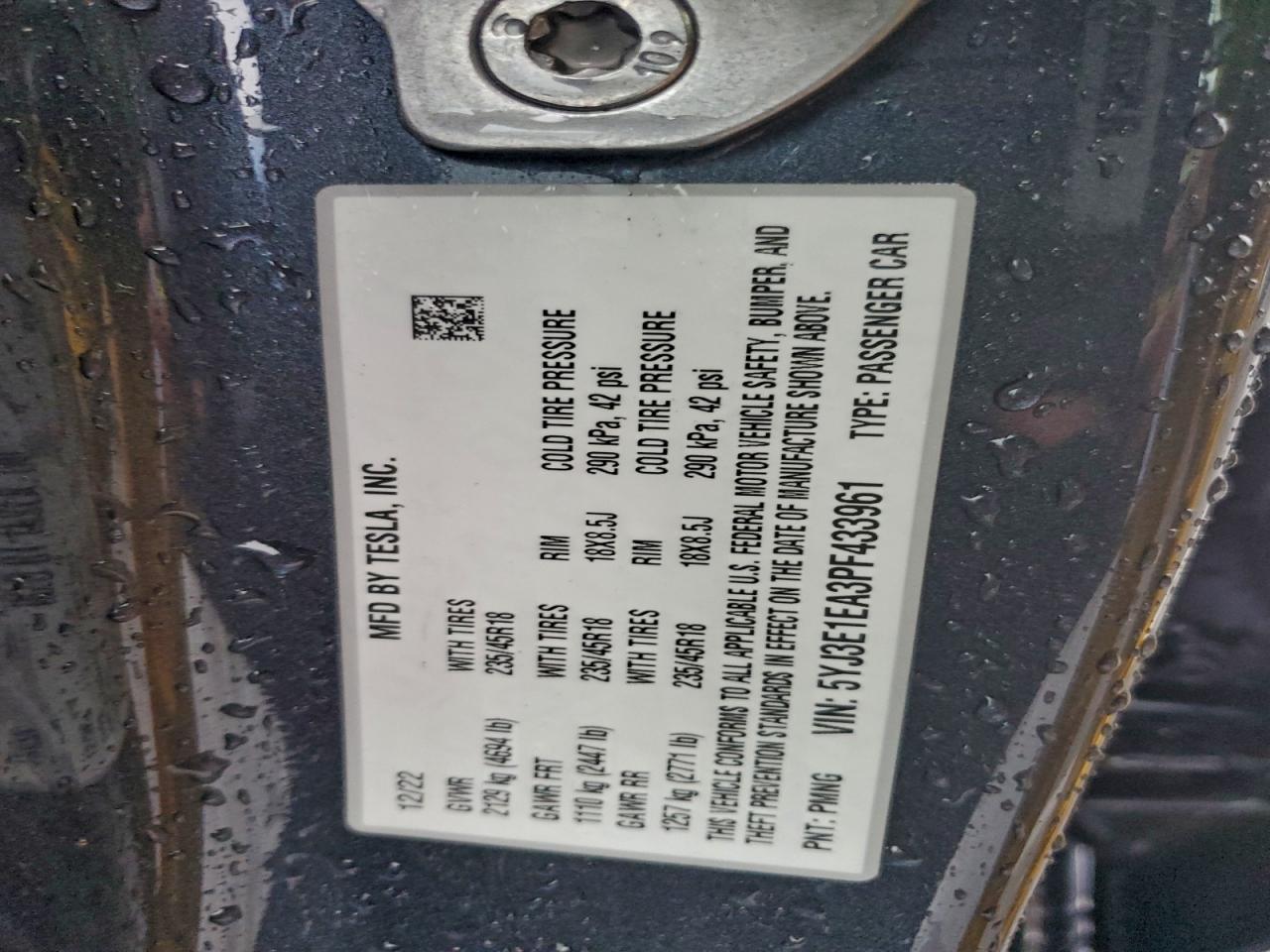 2023 TESLA MODEL 3