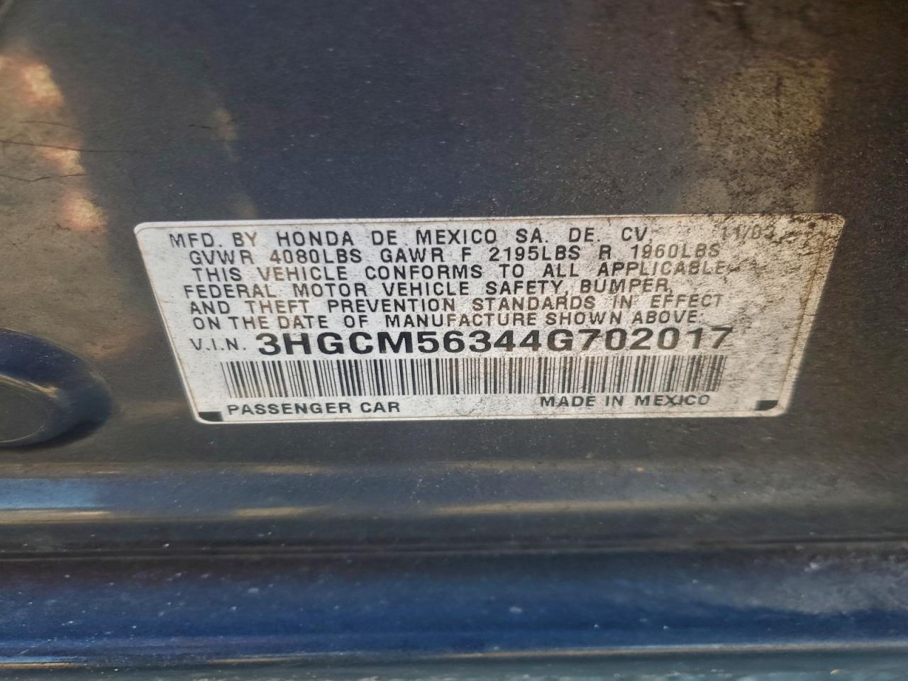 2004 HONDA ACCORD