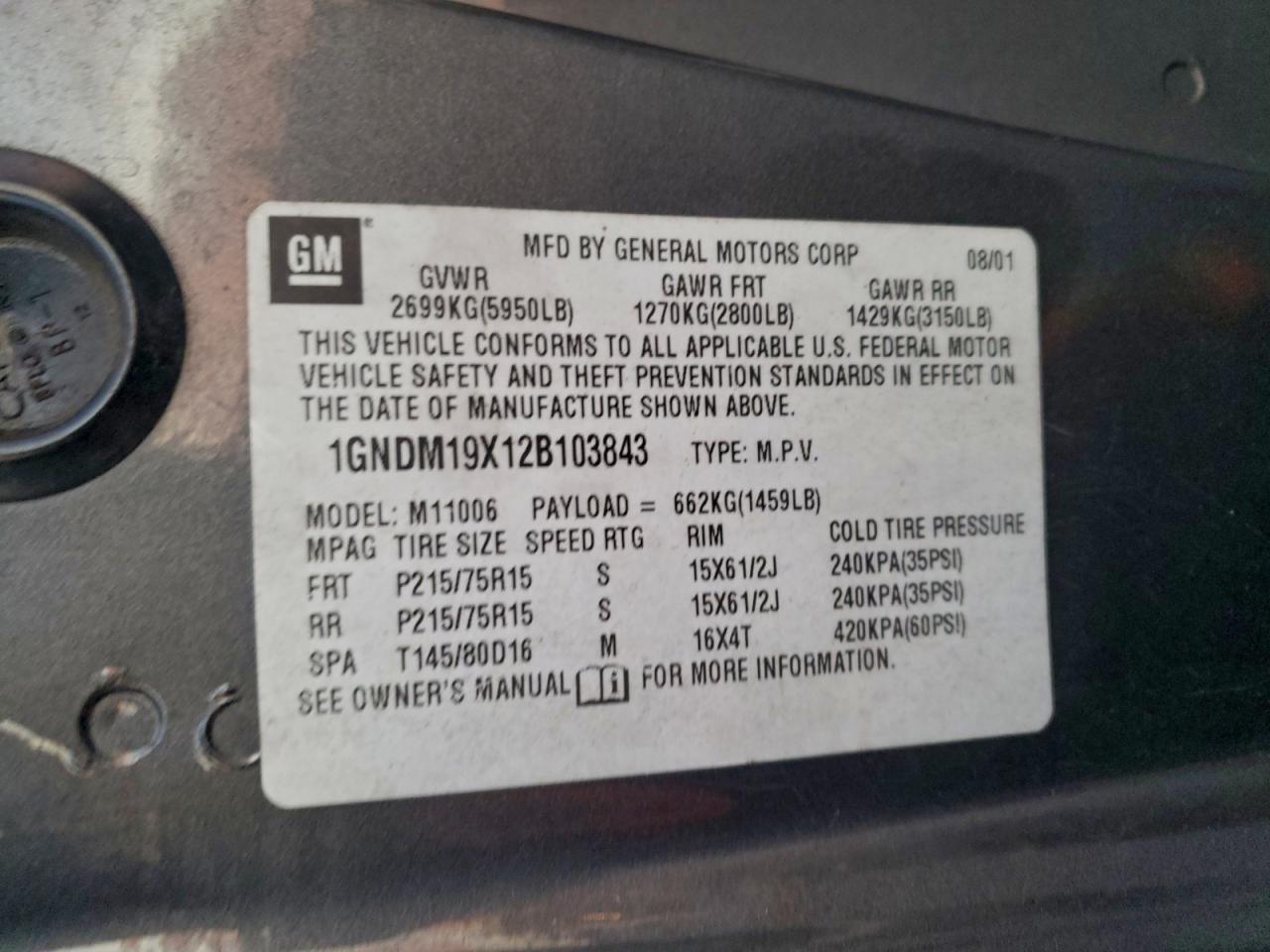 2002 CHEVROLET Astro