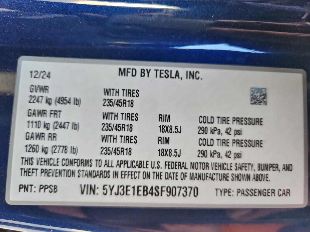 2025 TESLA MODEL 3
