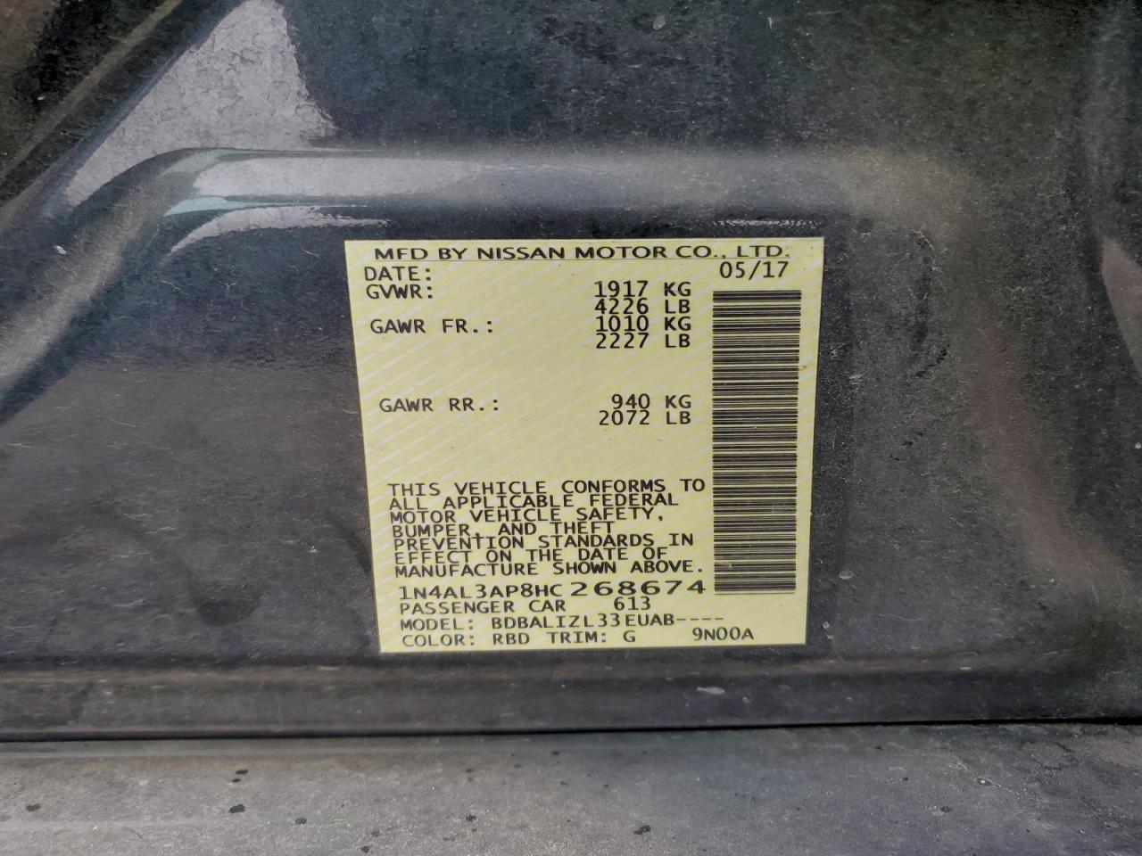 2017 NISSAN ALTIMA