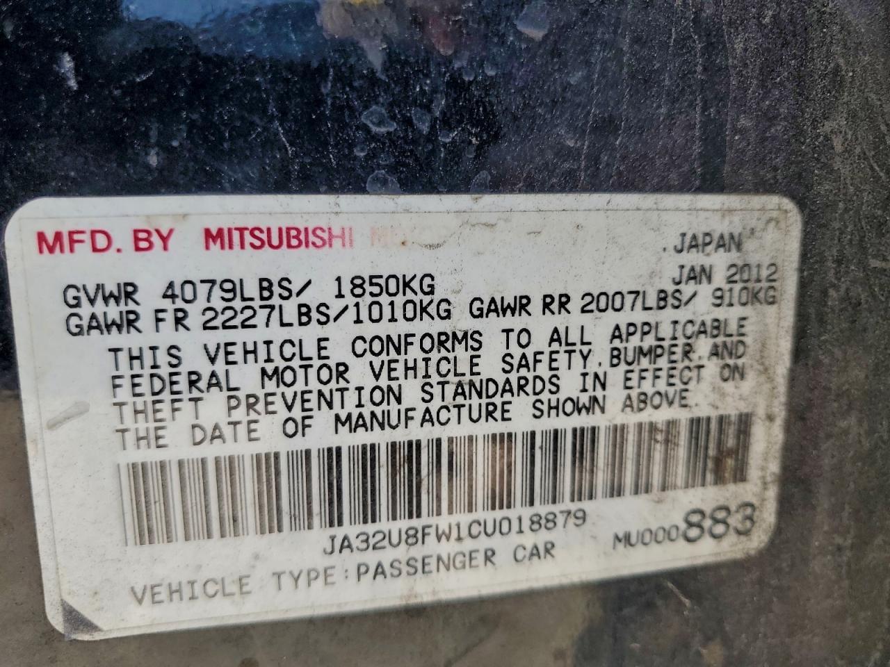2012 MITSUBISHI LANCER