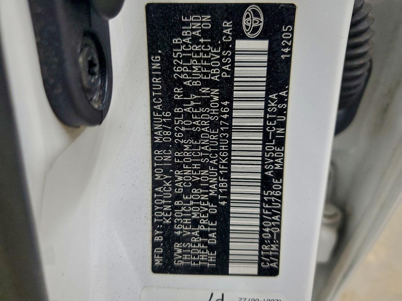 2017 TOYOTA CAMRY