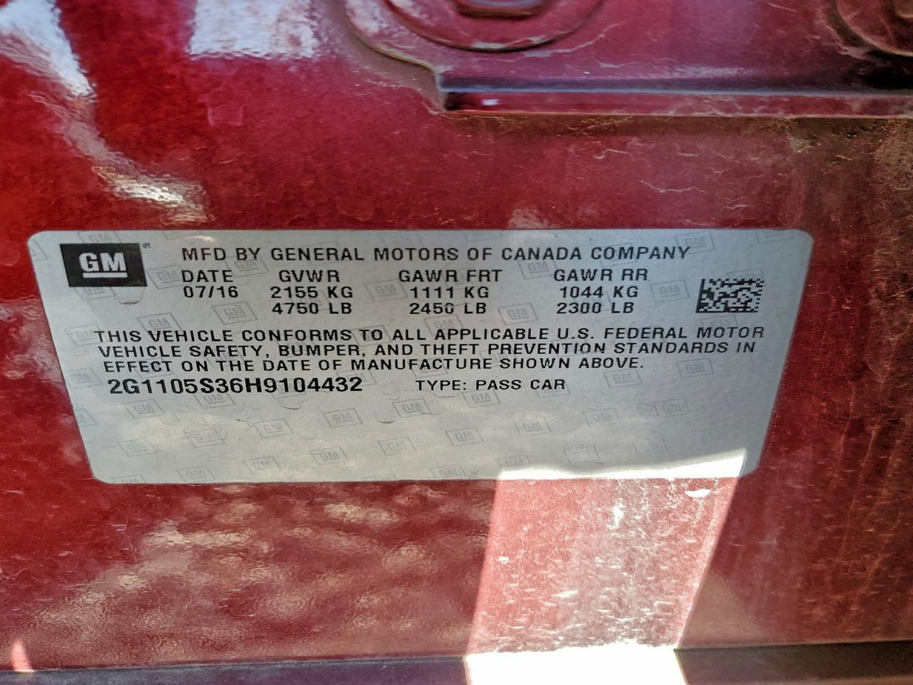 2017 CHEVROLET IMPALA