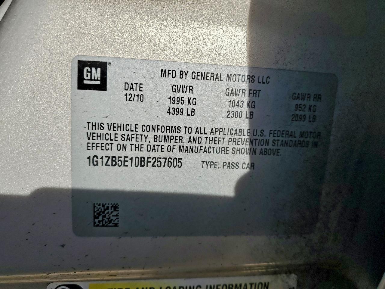 2011 CHEVROLET MALIBU