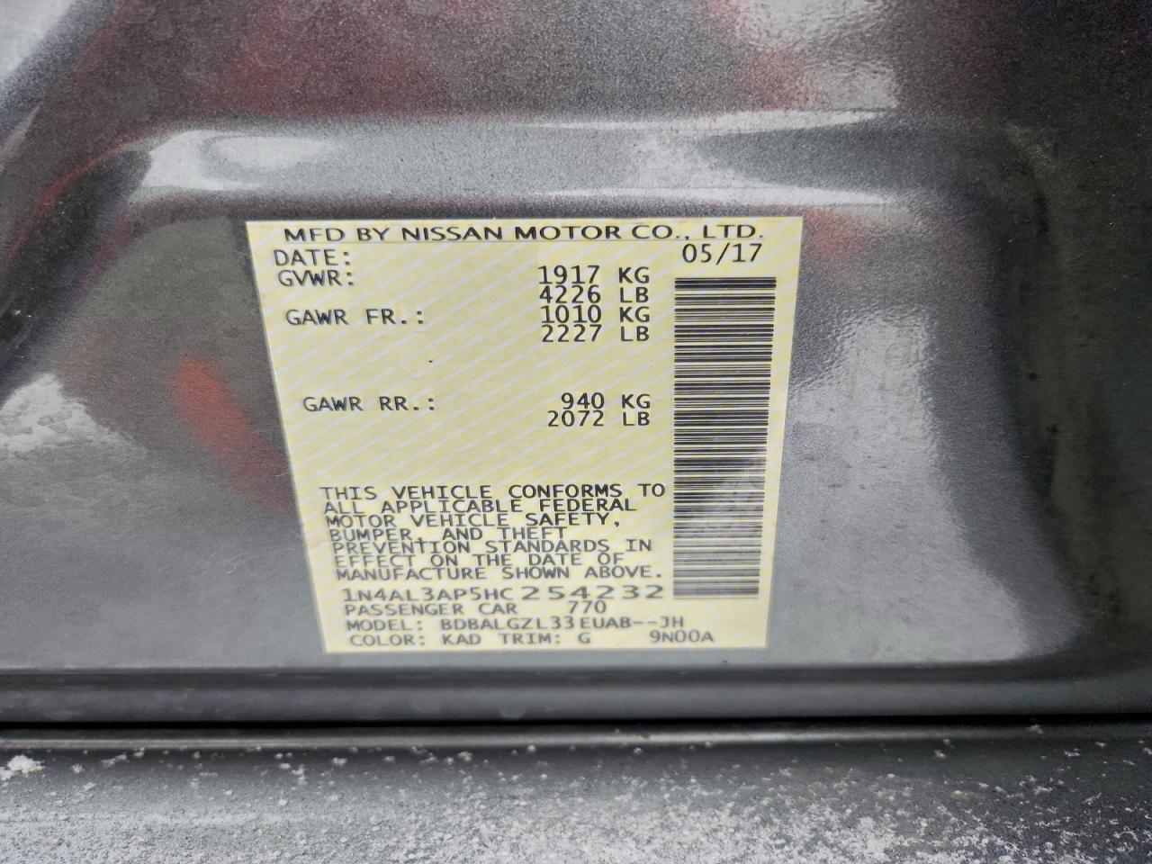 2017 NISSAN ALTIMA