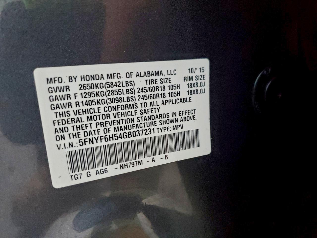2016 HONDA PILOT