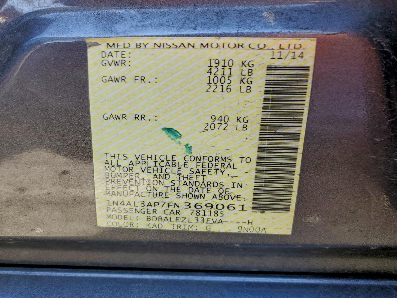 2015 NISSAN ALTIMA