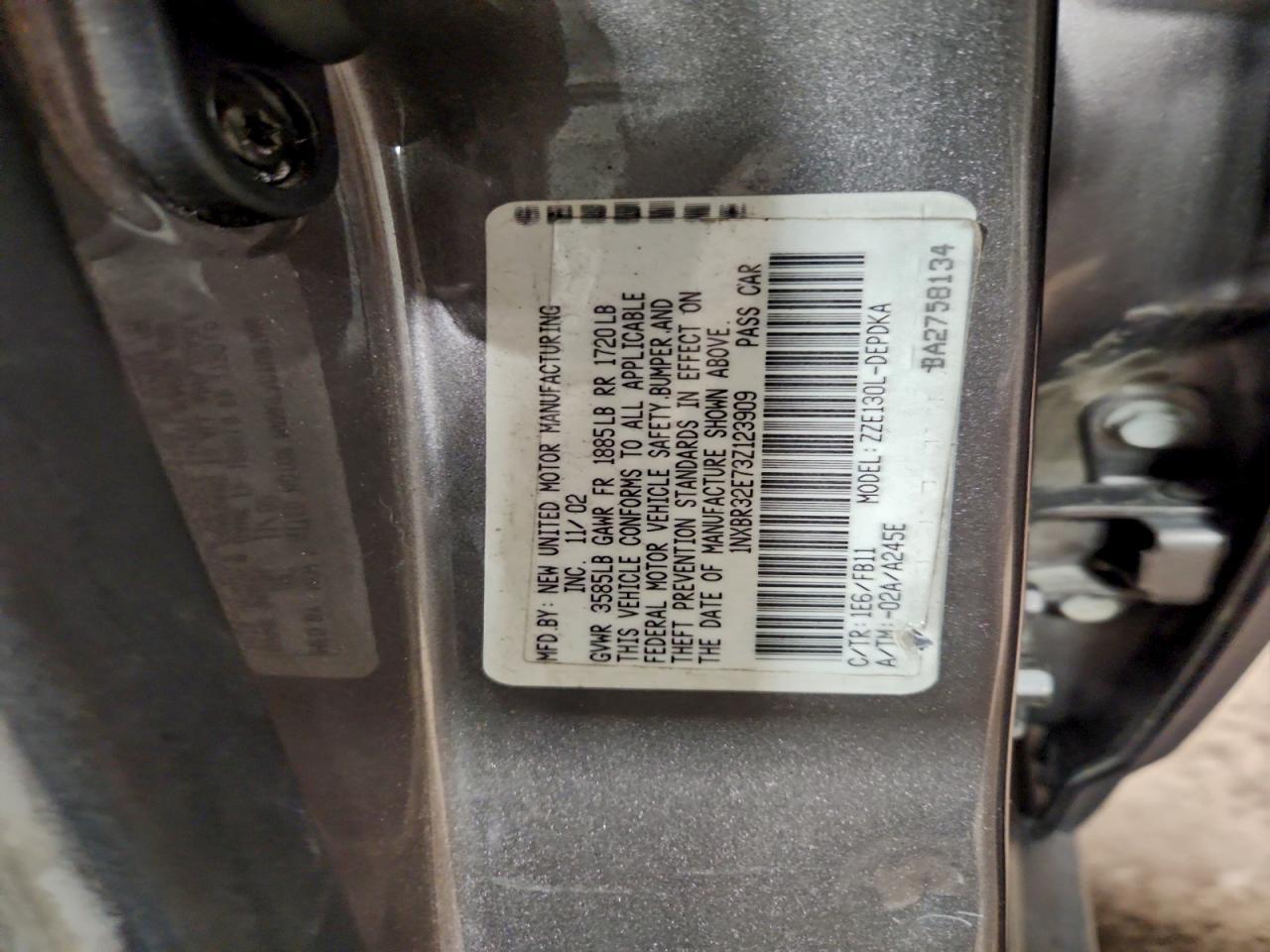 2003 TOYOTA COROLLA