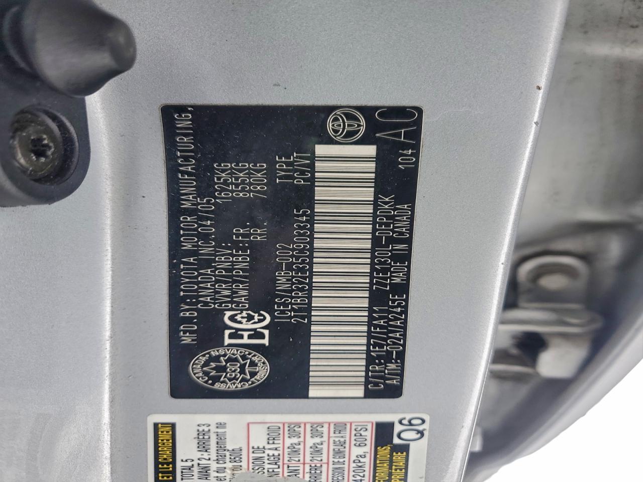 2005 TOYOTA COROLLA
