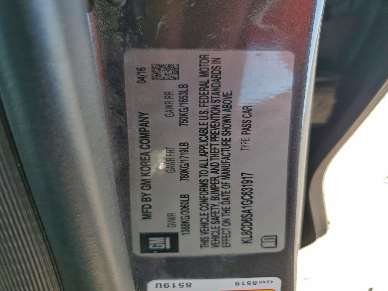 2016 CHEVROLET Spark
