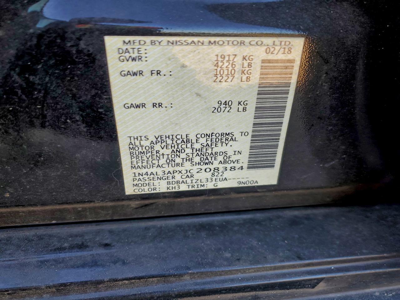 2018 NISSAN ALTIMA
