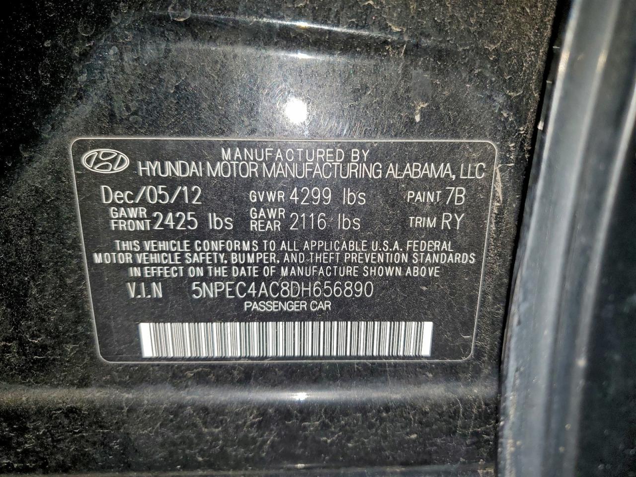 2013 HYUNDAI SONATA