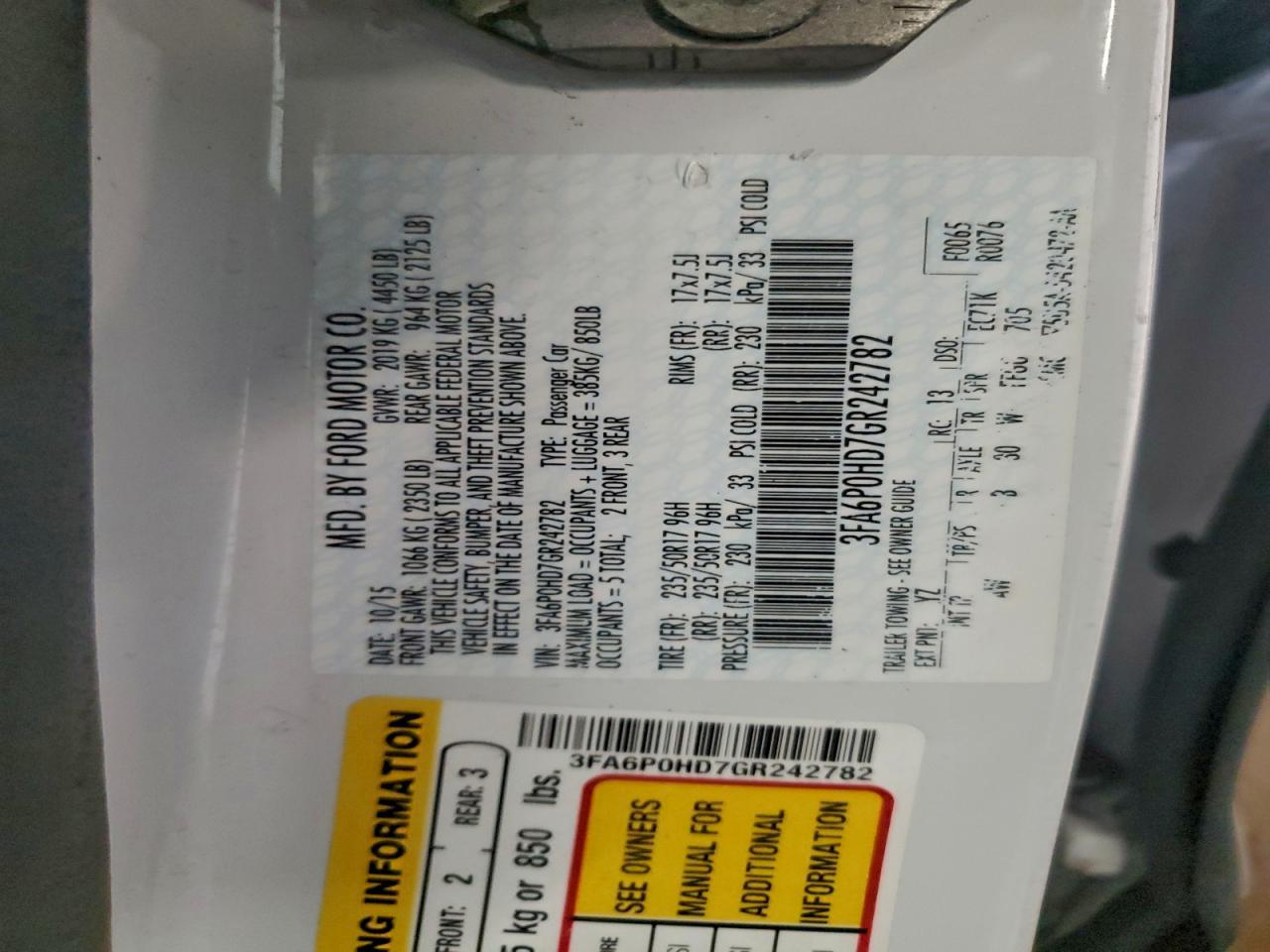 2016 FORD FUSION