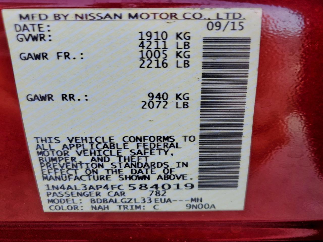 2015 NISSAN ALTIMA