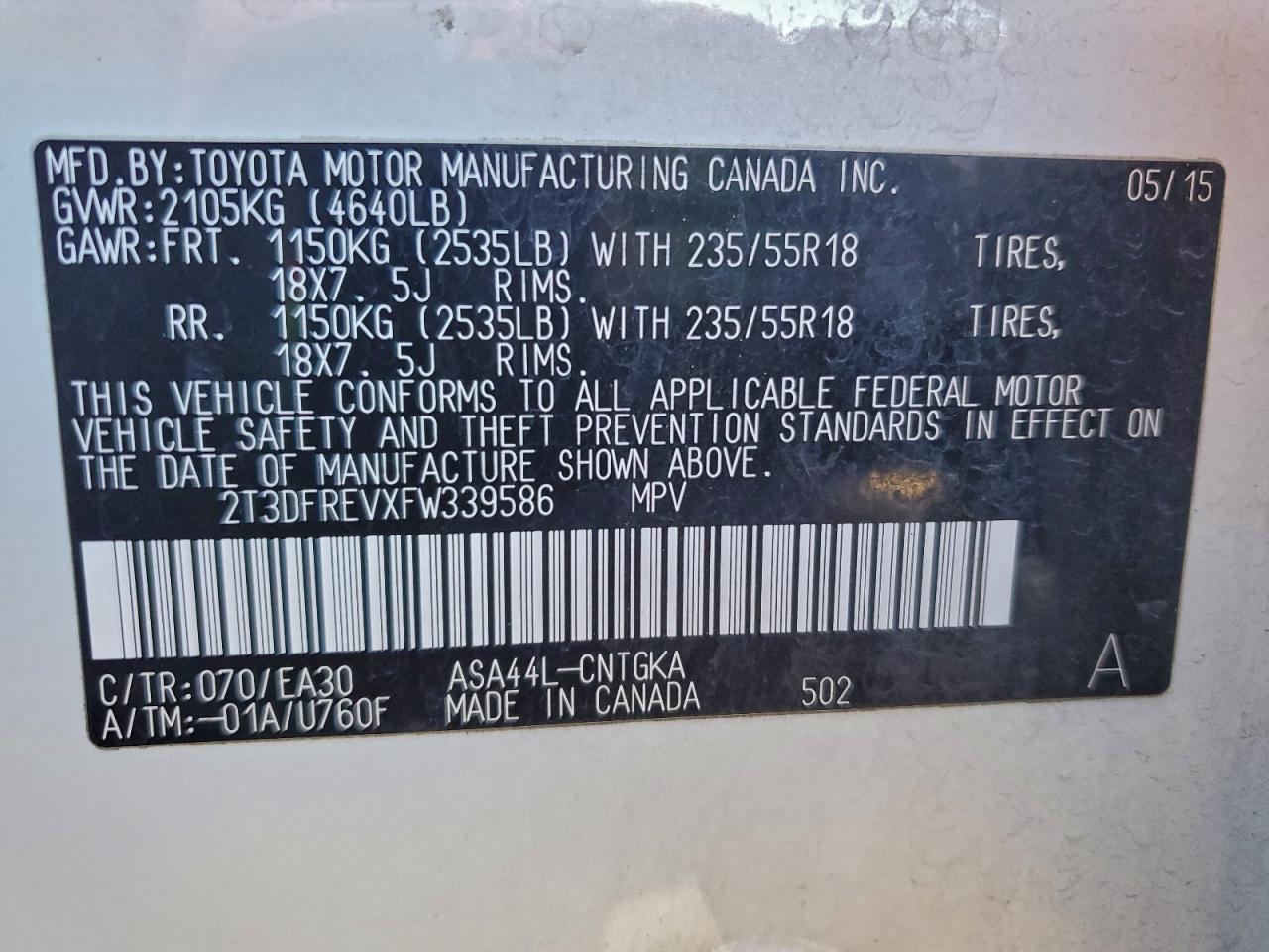 2015 TOYOTA RAV4