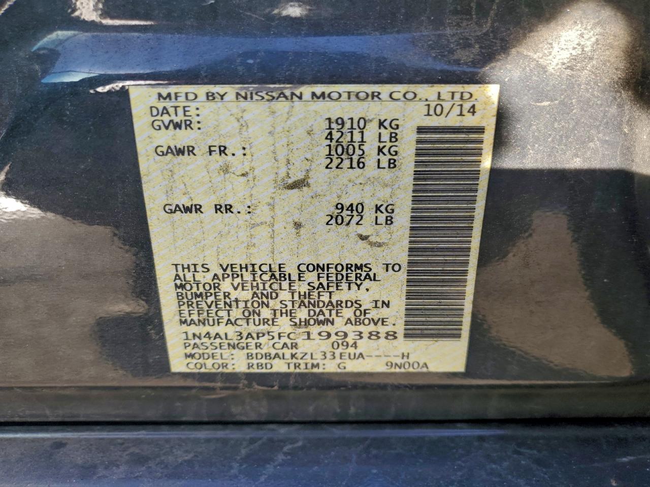 2015 NISSAN ALTIMA