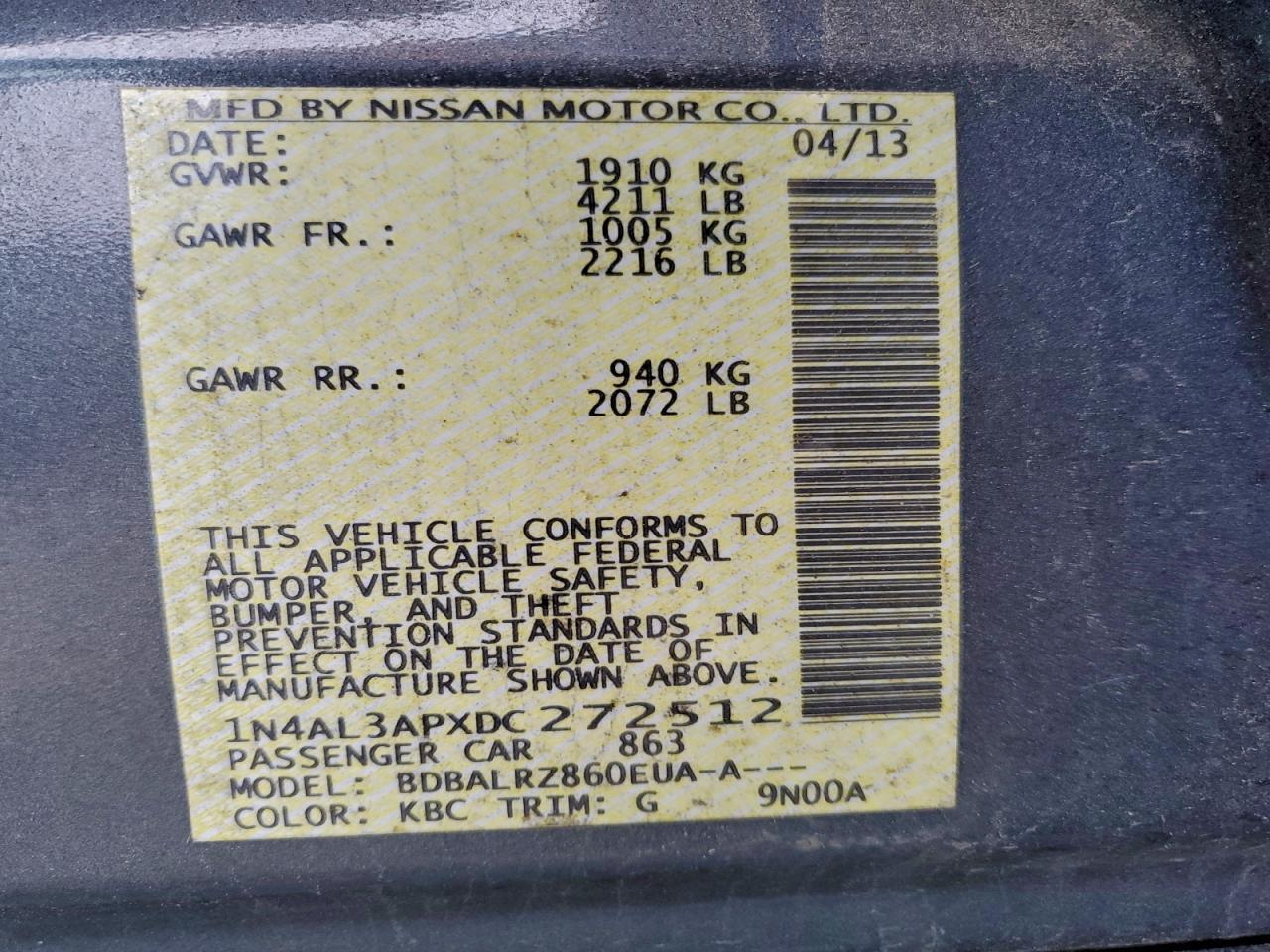 2013 NISSAN ALTIMA