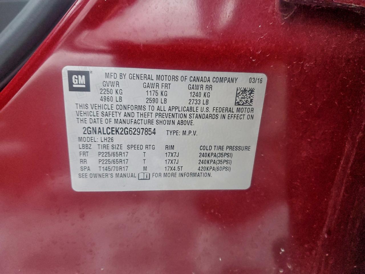 2016 CHEVROLET EQUINOX