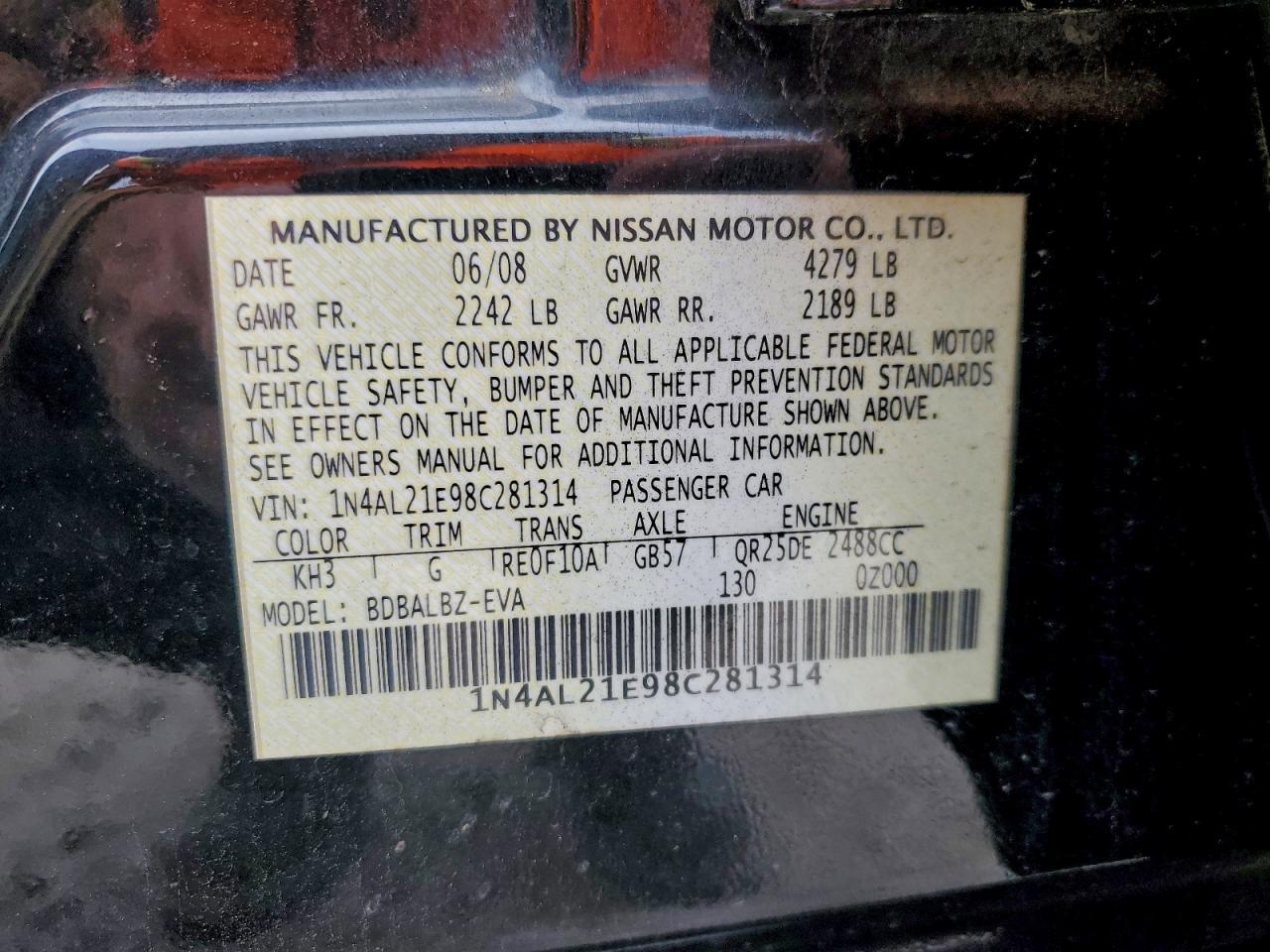 2008 NISSAN ALTIMA